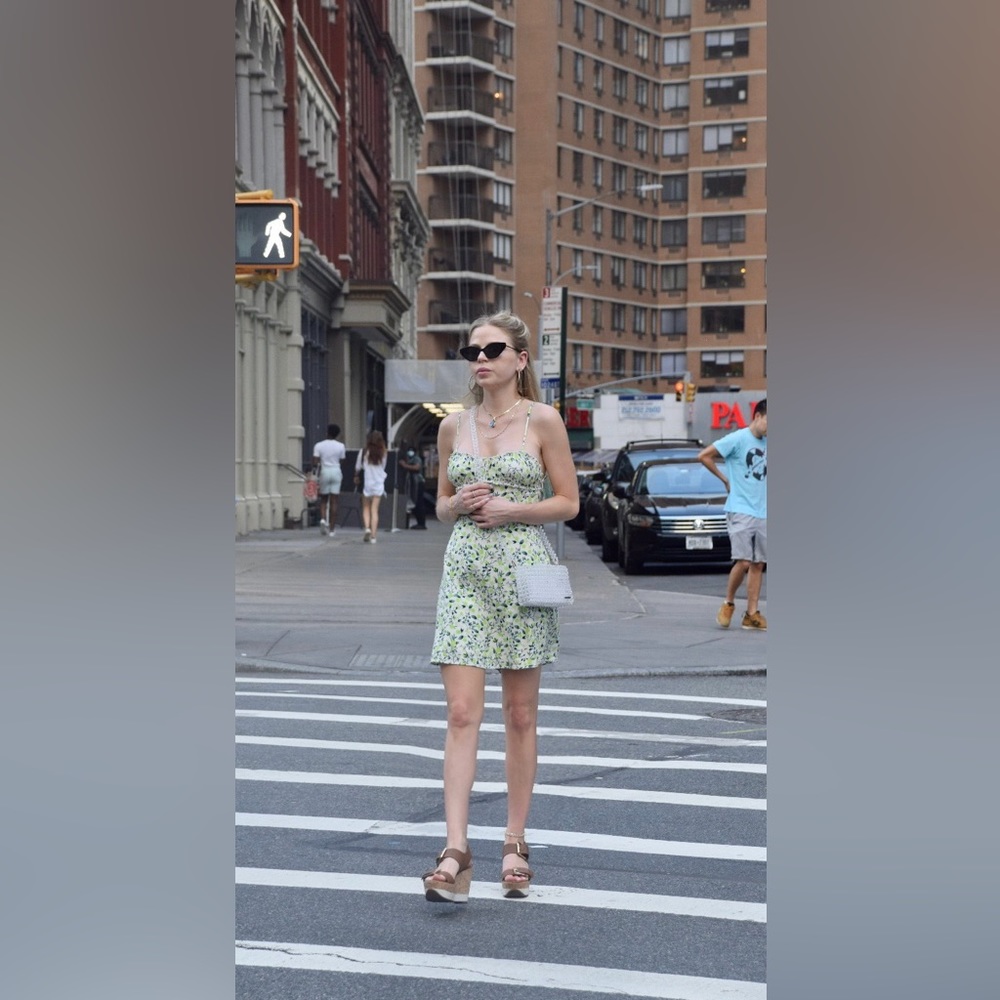 Green floral dress
